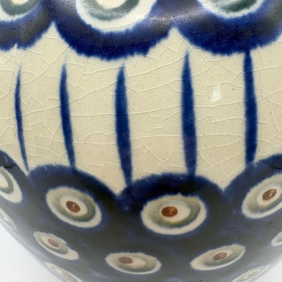 Boleslawiec Polish Pottery Ceramic 7" Teapot Lid Peacock Blue Green Some Crazing - Picture 6 of 13